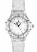 ウブロ - ビッグバン オールホワイト ダイヤモンドベゼル | HUBLOT | 361.SE.6010.LR.1104 | SS シェル文字盤 クォーツ ラバーアリゲーター | 日本限定 | 中古 |