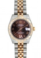 ロレックス - レディース オイスター パーペチュアル デイトジャスト ダイヤモンドベゼル | ROLEX | 178341 | PG&SS ブラウン文字盤 自動巻き ブレスレット |