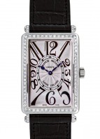 【未使用品】フランクミュラー 1002QZD ロングアイランド ダイヤモンドベゼル SS シルバー文字盤 クォーツ レザー