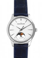 ジャガールクルト Q1258420 マスター ウルトラスリム ムーン SS シルバー文字盤 自動巻き レザー