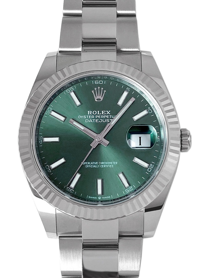 ROLEX オイスターパーペチュアル デイトジャスト41 腕時計 ミントグリーン