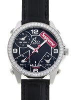 ジェイコブ × シュプリーム - ファイブタイムゾーン シュプリーム | JACOB&CO × SUPREME | FZ200.10.AA.AAA | SS 黒文字盤 クォーツ レザー | 中古
