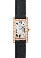 カルティエ - タンクアメリカン SM ベゼルダイヤ | CARTIER | WB707931 | PG シルバー文字盤 クォーツ レザー | 中古