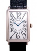 フランクミュラー 1000SC メンズ ロングアイランド SS シルバー文字盤 レザー