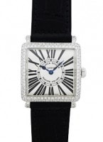 フランクミュラー 6002SQZD レディース マスタースクエア ダイヤモンドベゼル 18Kホワイトゴールド シルバー文字盤 クォーツ レザー