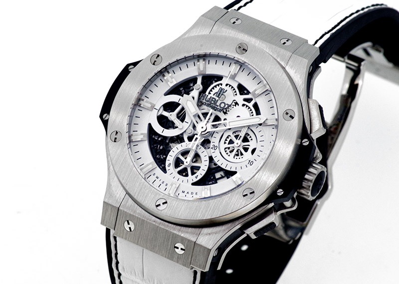 Hublot 自動巻き 時計 Hublot腕時計 [文字盤]白い[ケース]シルバー [ベルト]白い BIG
