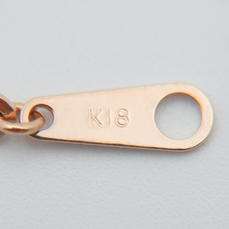 K18PG(18金ピンクゴールド) ペーパークリップ ブレスレット 幅2mm 0.8g 