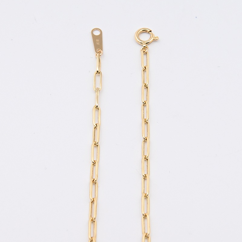 K18 ペーパークリップ ネックレス 幅2.3mm 2.1g 40cm 新品通販 