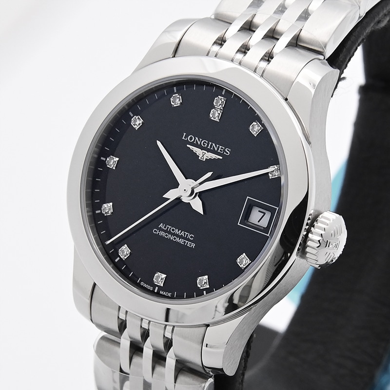 LONGINES レコード 26mm 黒文字盤/12P ダイヤ Ref.L2.320.4.57.6 新品