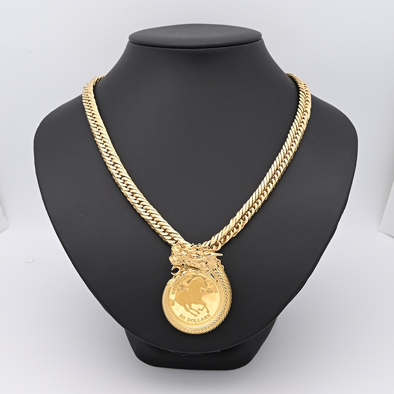 K24/K18 ドラゴン/エリザベスコイン 1/2オンス ペンダントトップ 44.4g