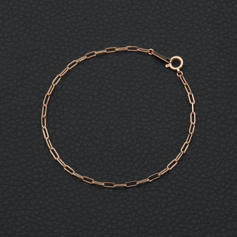 K18PG(18金ピンクゴールド) ペーパークリップ ブレスレット 幅2mm 0.6g 