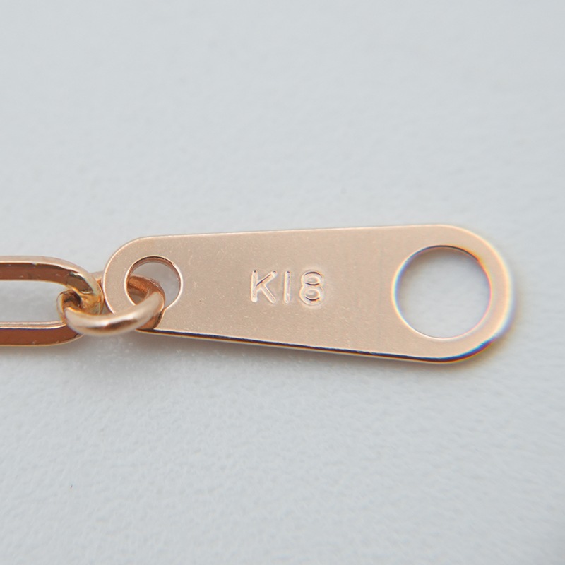 K18PG(18金ピンクゴールド) ペーパークリップ ブレスレット 幅2mm 0.6g 
