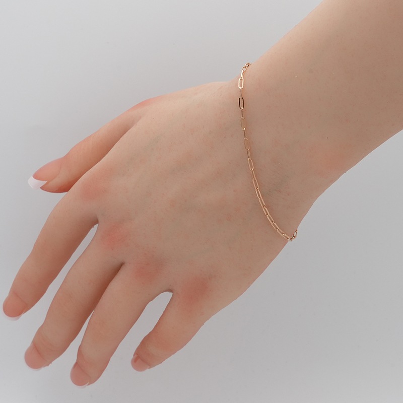 K18PG(18金ピンクゴールド) ペーパークリップ ブレスレット 幅2mm 0.7g