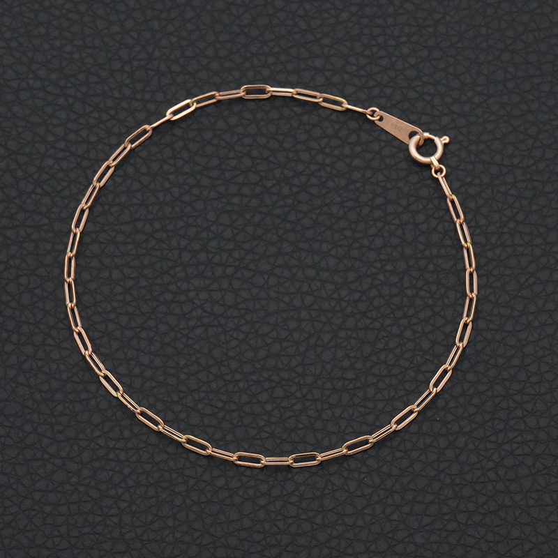 K18PG(18金ピンクゴールド) ペーパークリップ ブレスレット 幅2mm 0.7g 