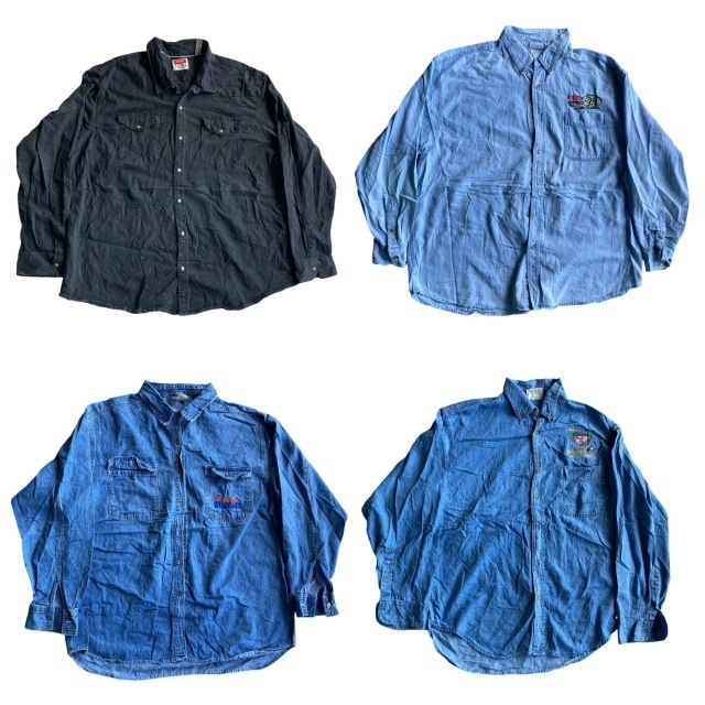 ١100塡֥ɥǥ˥󥰥 BRAND DENIM LONG SHIRT100pcs
