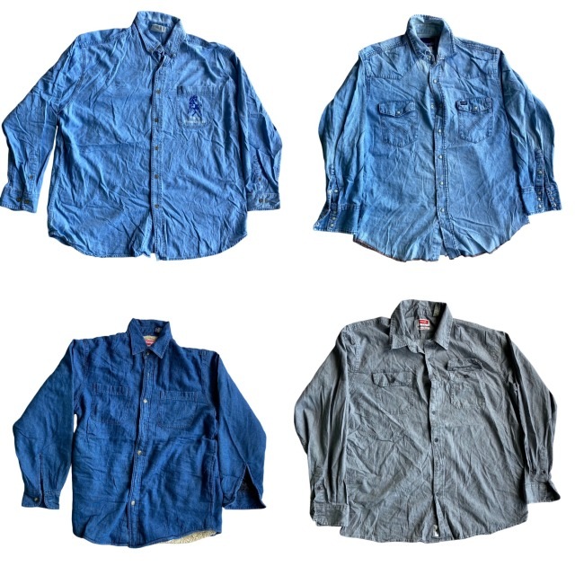 ١100塡֥ɥǥ˥󥰥 BRAND DENIM LONG SHIRT100pcs