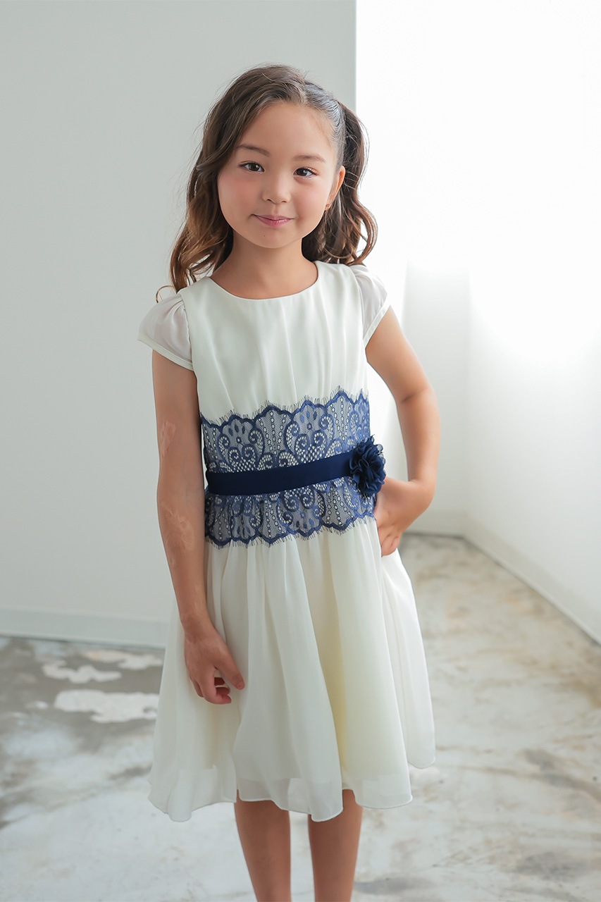 Kids ネイビーレースコンビドレス 5 6歳 レンタルドレスのclassy