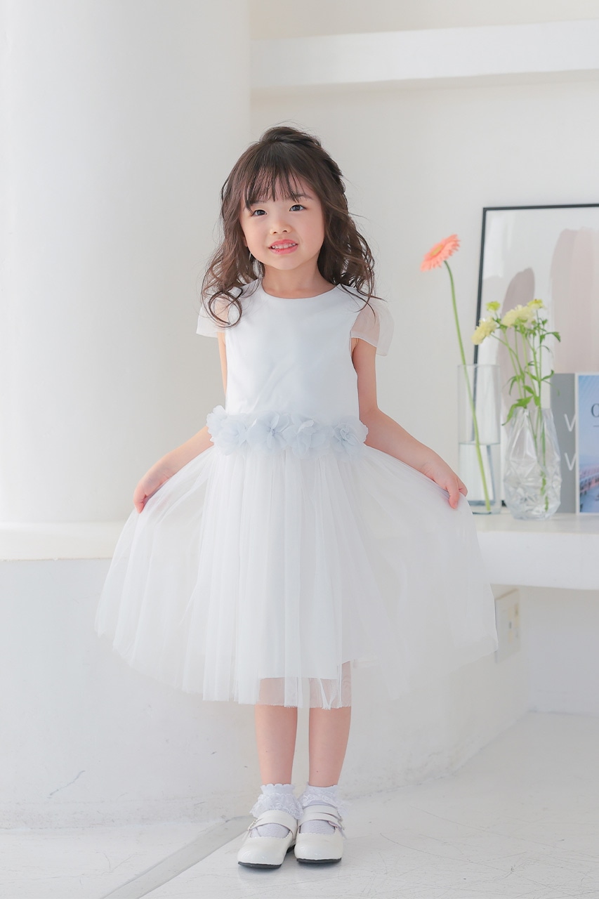 Kids フラワーコサージュオープンバックドレス 7歳｜結婚式の