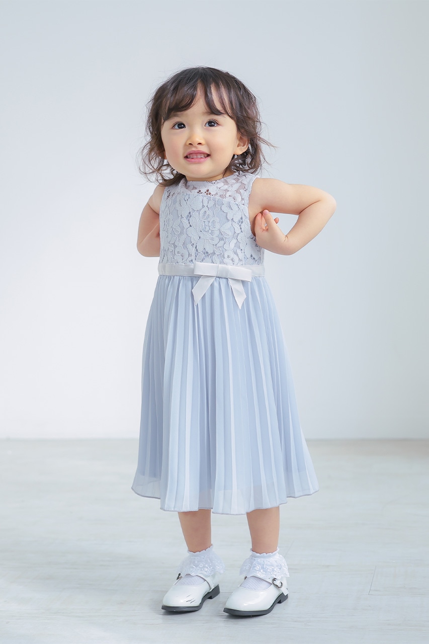 Kids レースリボンプリーツドレス 5歳｜結婚式のパーティードレスなら