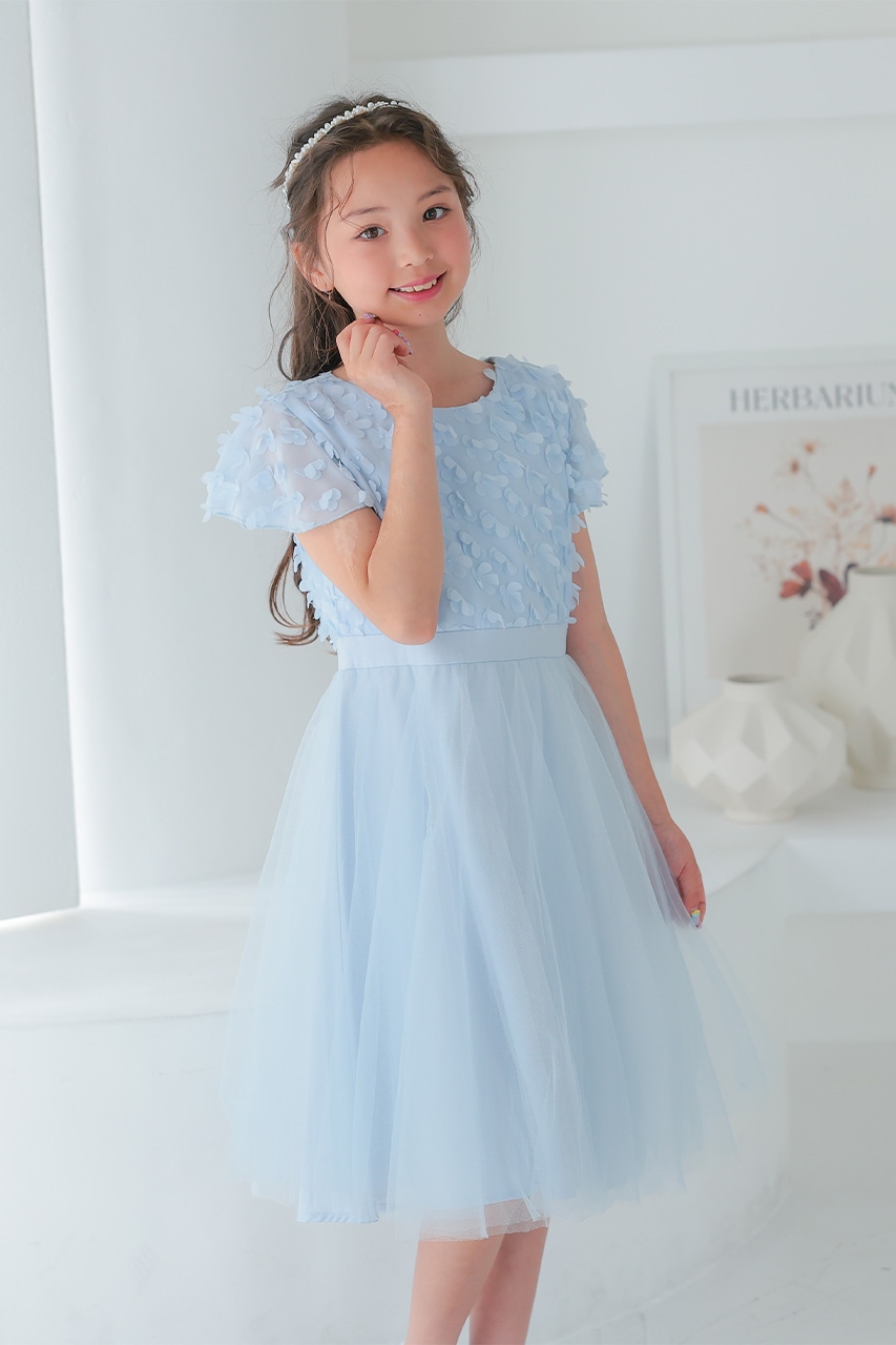 Kids 3Dフラワーチュールドレス 10歳｜結婚式のパーティードレス