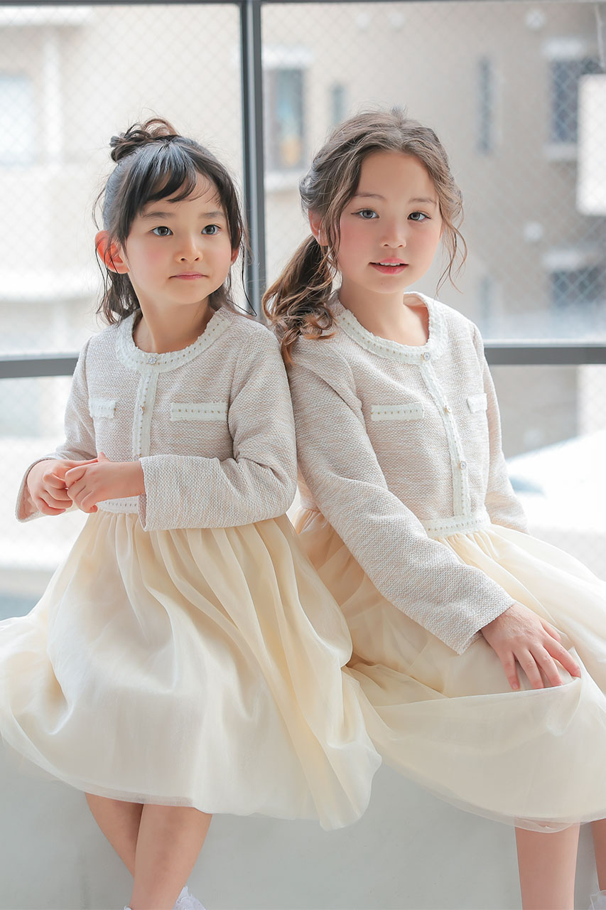 Girls ファンシーツイードワンピース 130cm｜結婚式のパーティードレス