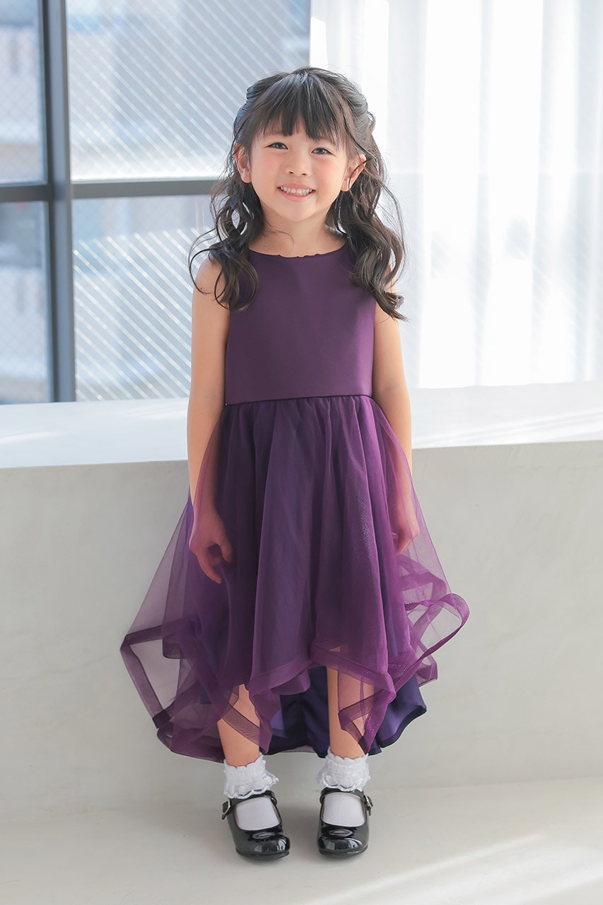 Kids チュールレイヤードドレス パープル 5歳｜結婚式のパーティー