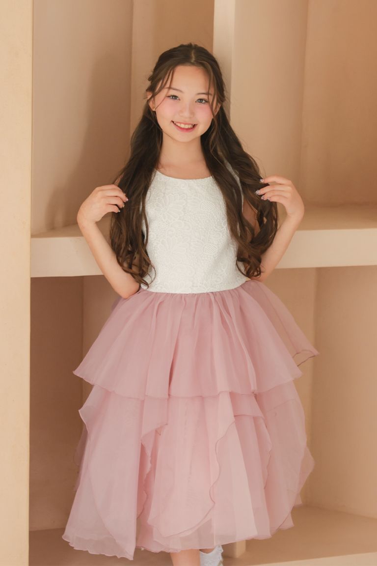 140㎝ フリルドレス Kids ラッフルフリルドッキングドレス 140cm｜結婚式のパーティー