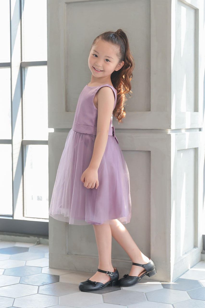 Kids バックレースチュールドレス パープル 3歳｜結婚式のパーティー