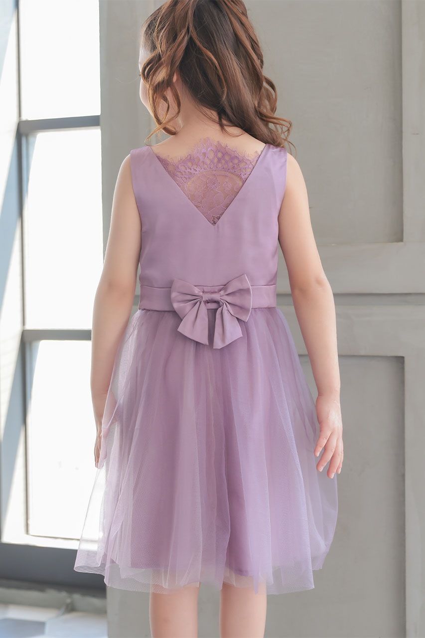 Kids バックレースチュールドレス パープル 3歳｜結婚式のパーティー