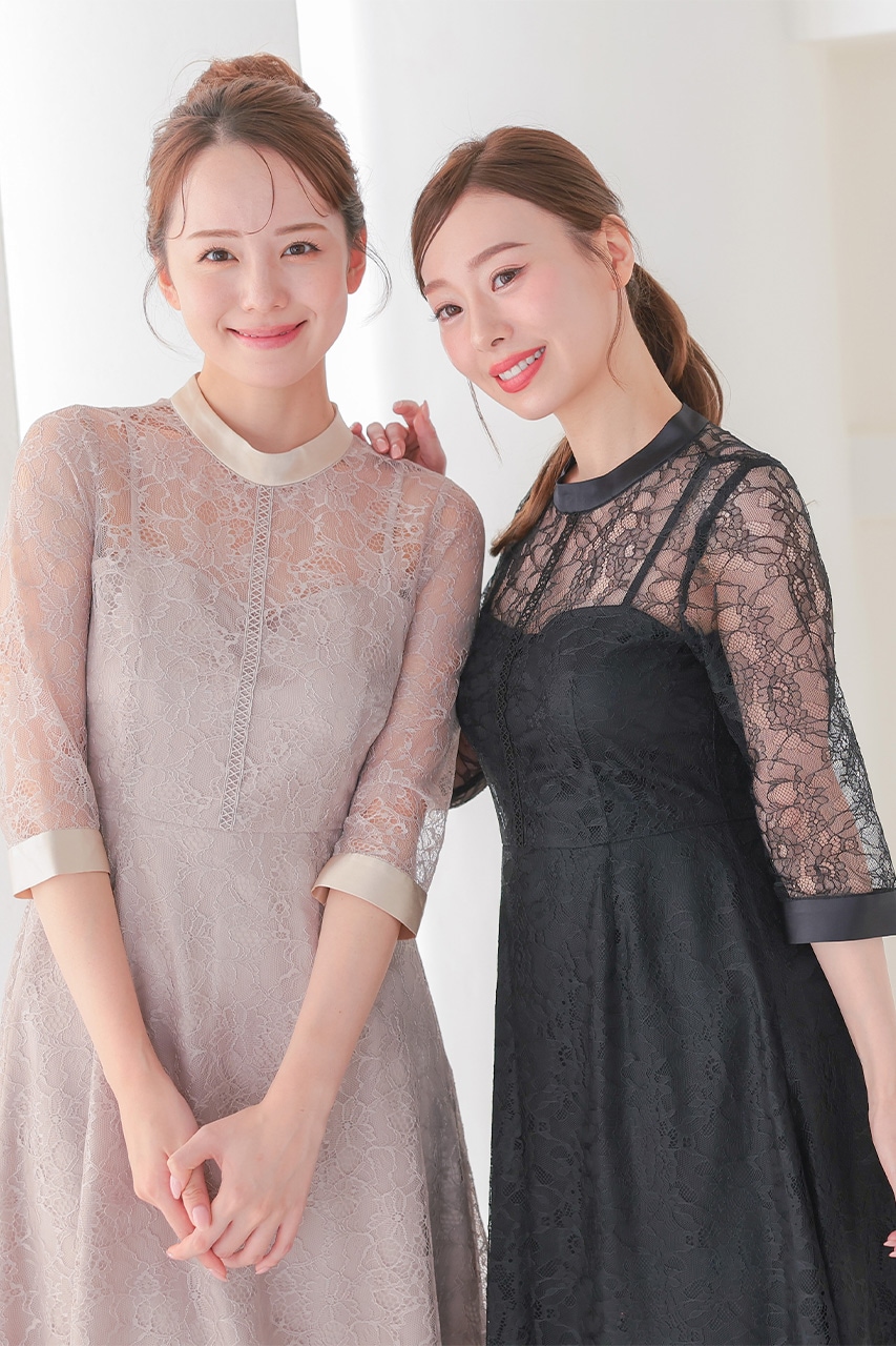 エレガント レースドレス ベージュ mavimoon サテンドッキングオケージョンレースドレス ベージュ/M|結婚式