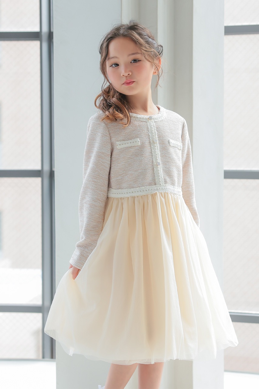 Girls ファンシーツイードワンピース 110cm｜結婚式のパーティードレス