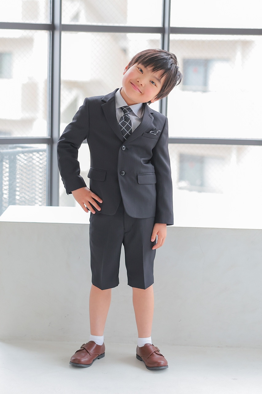 卒園・入学式に！男の子グレー パンツスーツ120cm ＋靴付き(20cm)セット 卒園・入学式に！男の子グレー パンツスーツ120cm ＋靴付き(20cm