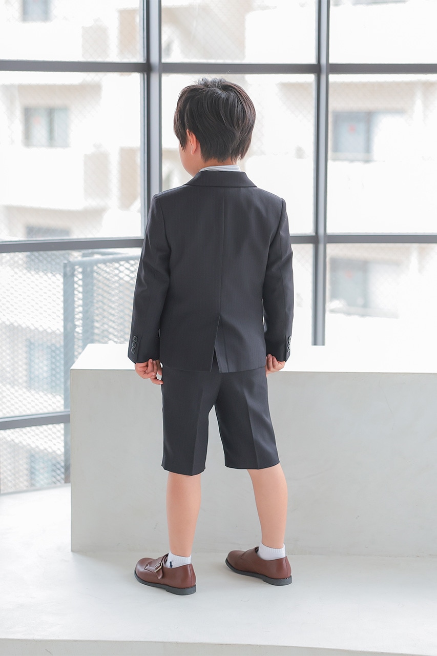 キッズスーツ フォーマル 6点セット ブラックストライプ 160 男の子 Boys ストライプフォーマルスーツ ブラック 120cm(シャツ/ジャケット