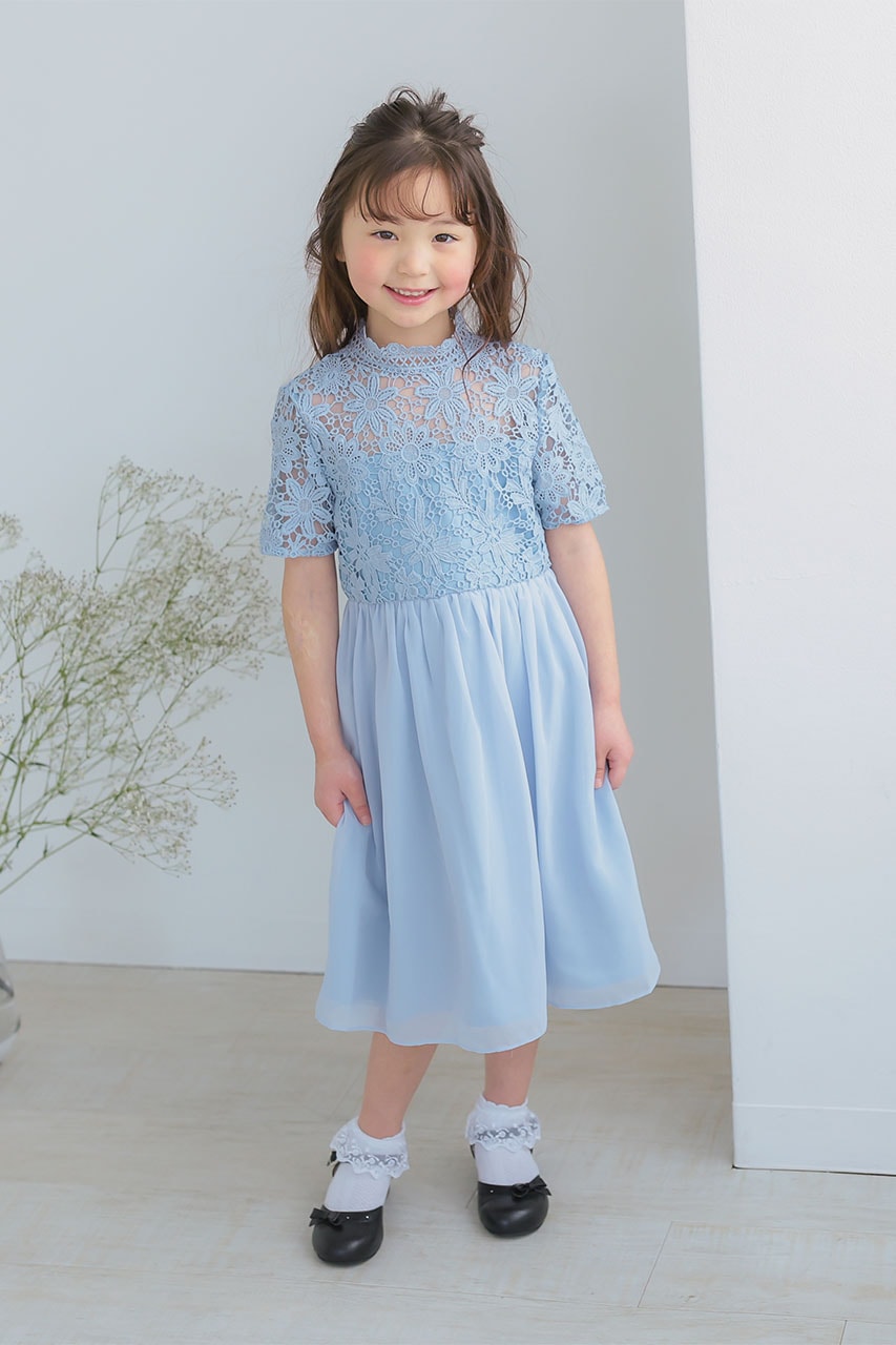 Kids ハイネックAラインドレス 6歳｜結婚式のパーティードレスなら