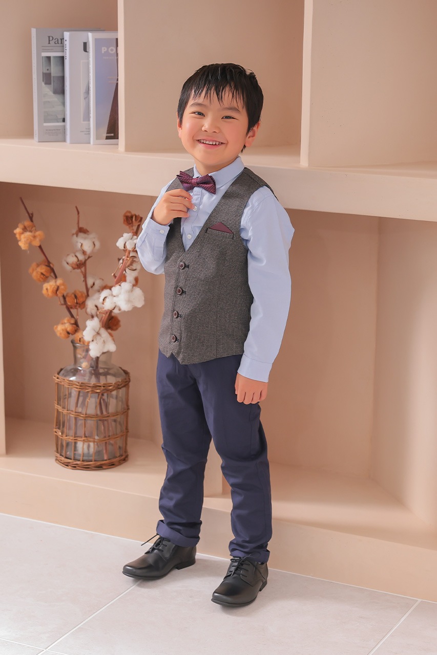 Boys チェックベストアンサンブル 130cm(シャツ/ベスト/パンツ/蝶