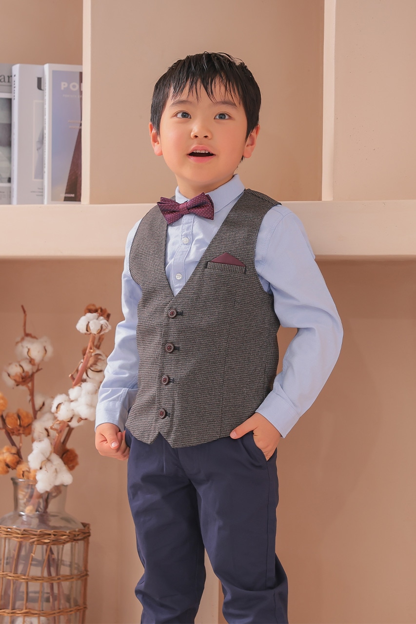 Boys チェックベストアンサンブル 130cm(シャツ/ベスト/パンツ/蝶