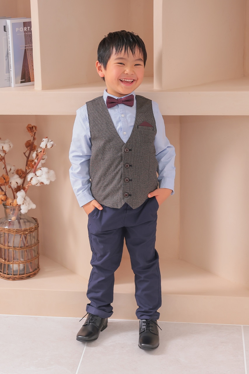 Boys チェックベストアンサンブル 130cm(シャツ/ベスト/パンツ/蝶