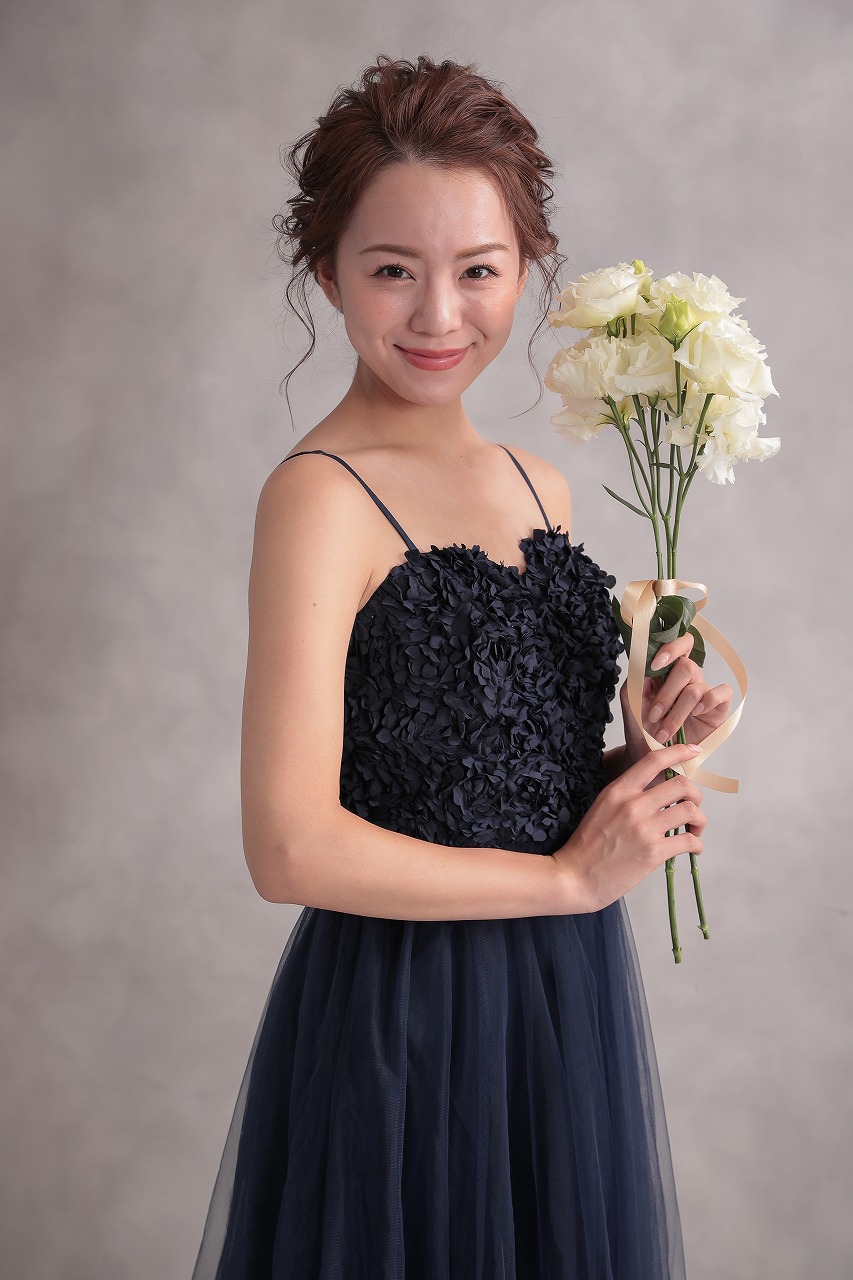 3Dフラワーチュールロングドレス｜結婚式のパーティードレスなら