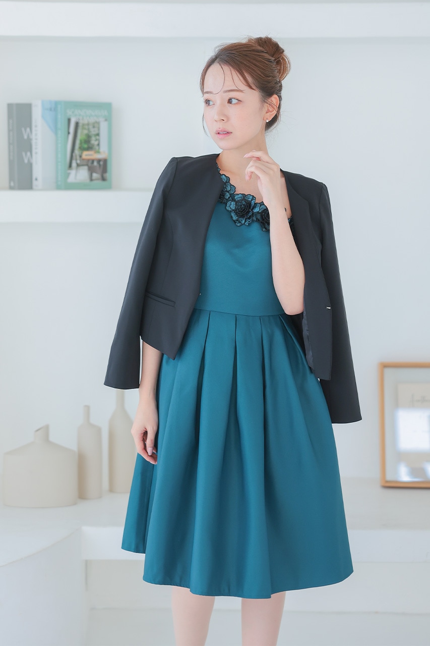 アシンメトリーシアーフラワードレス結婚式パーティー成人式デート二次会 レジャ Leja アシンメトリーシアーフラワードレス美脚効果結婚式