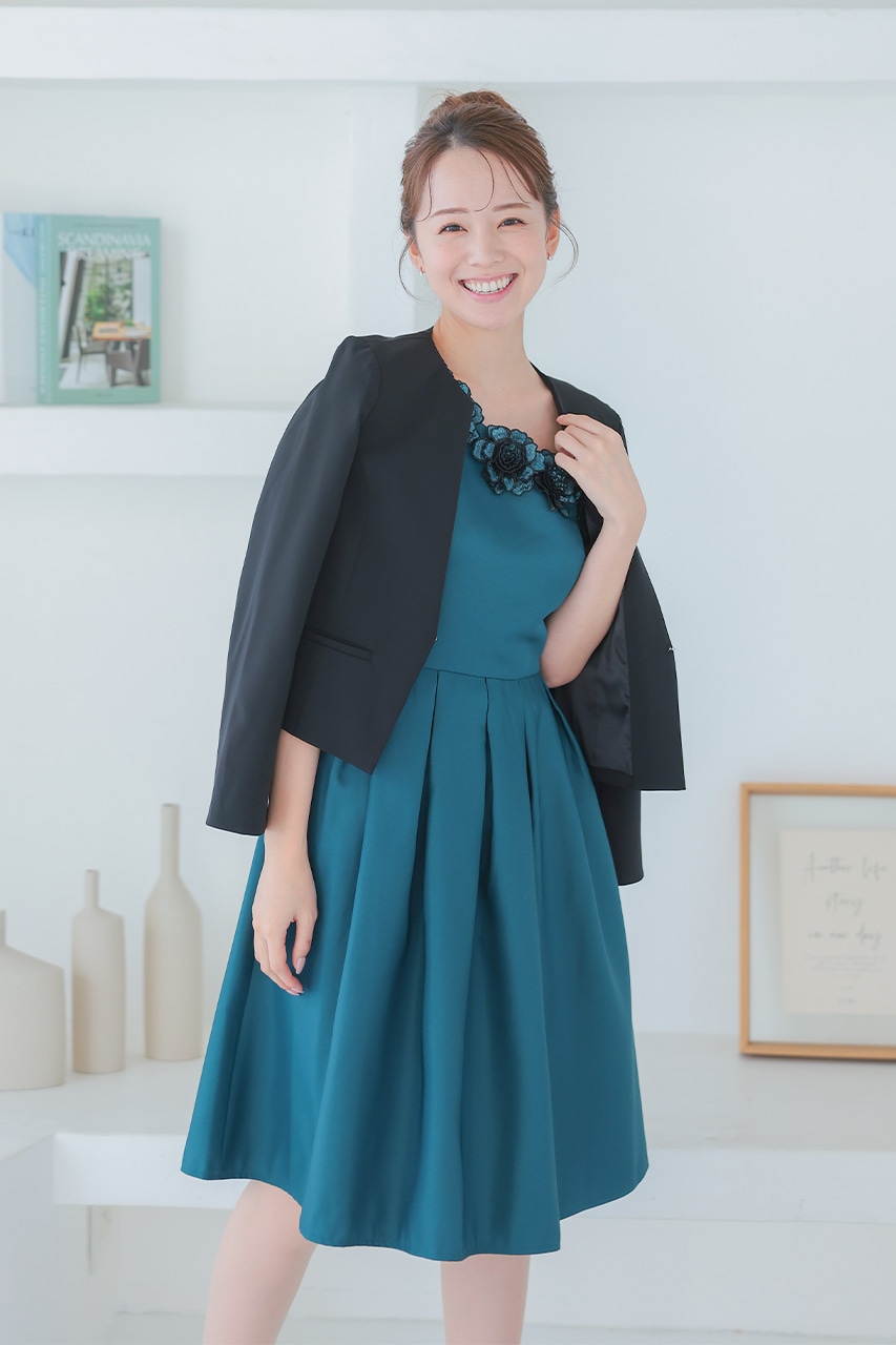 3Dフラワーディテールアシンメトリードレス Sサイズ｜結婚式の
