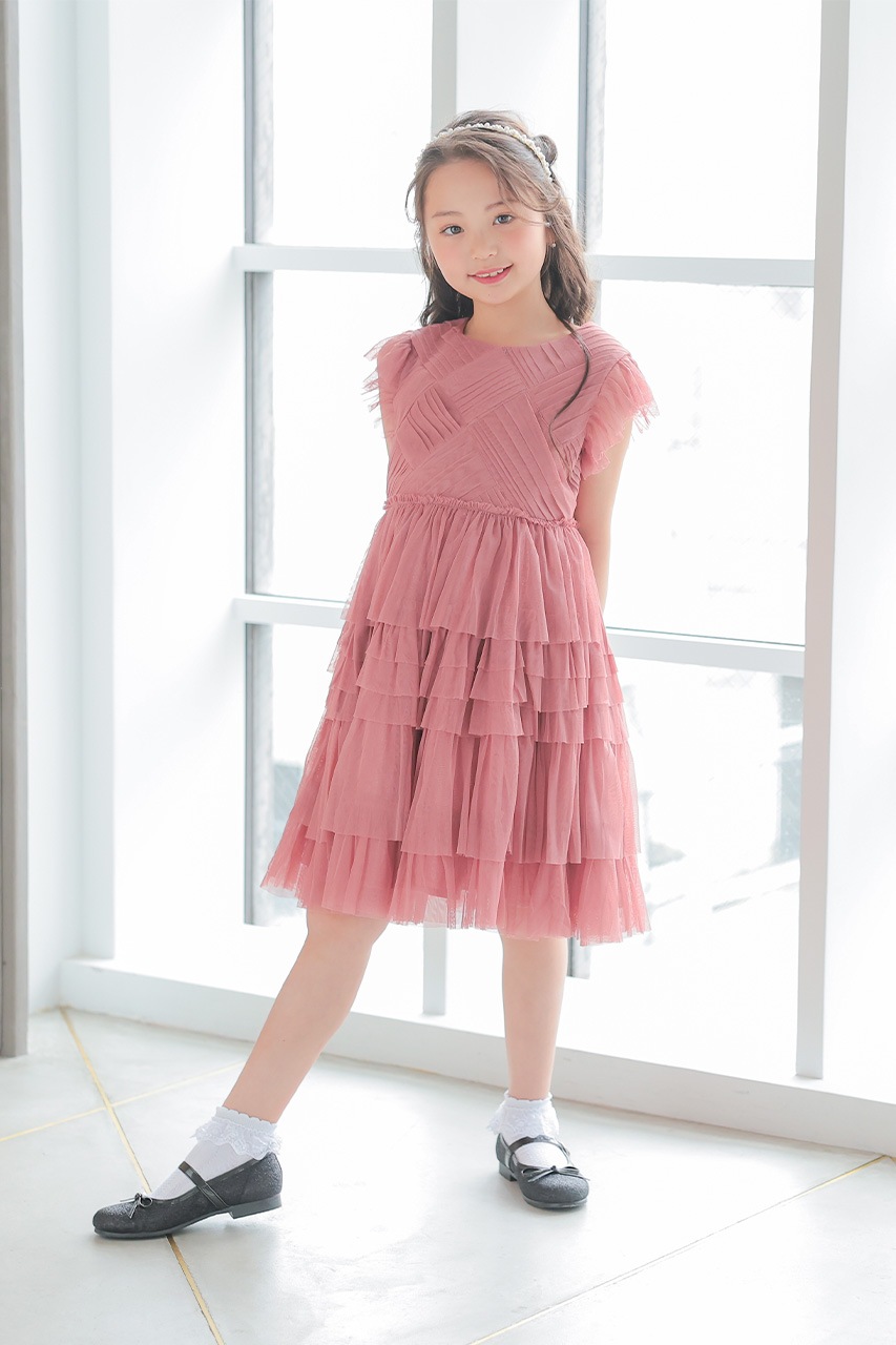 Kids ソフトチュールティアードドレス 8歳｜結婚式のパーティー