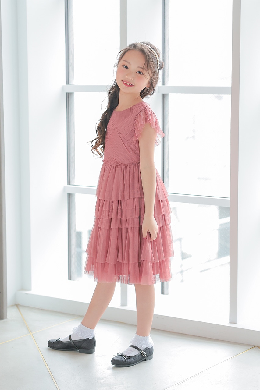 Kids ソフトチュールティアードドレス 8歳｜結婚式のパーティードレス