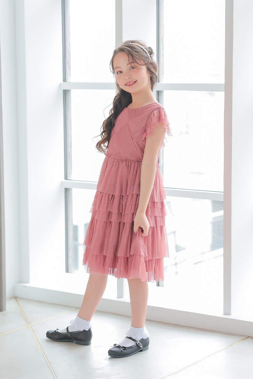 子ども用　ドレス Kids ソフトチュールティアードドレス 8歳｜結婚式のパーティー
