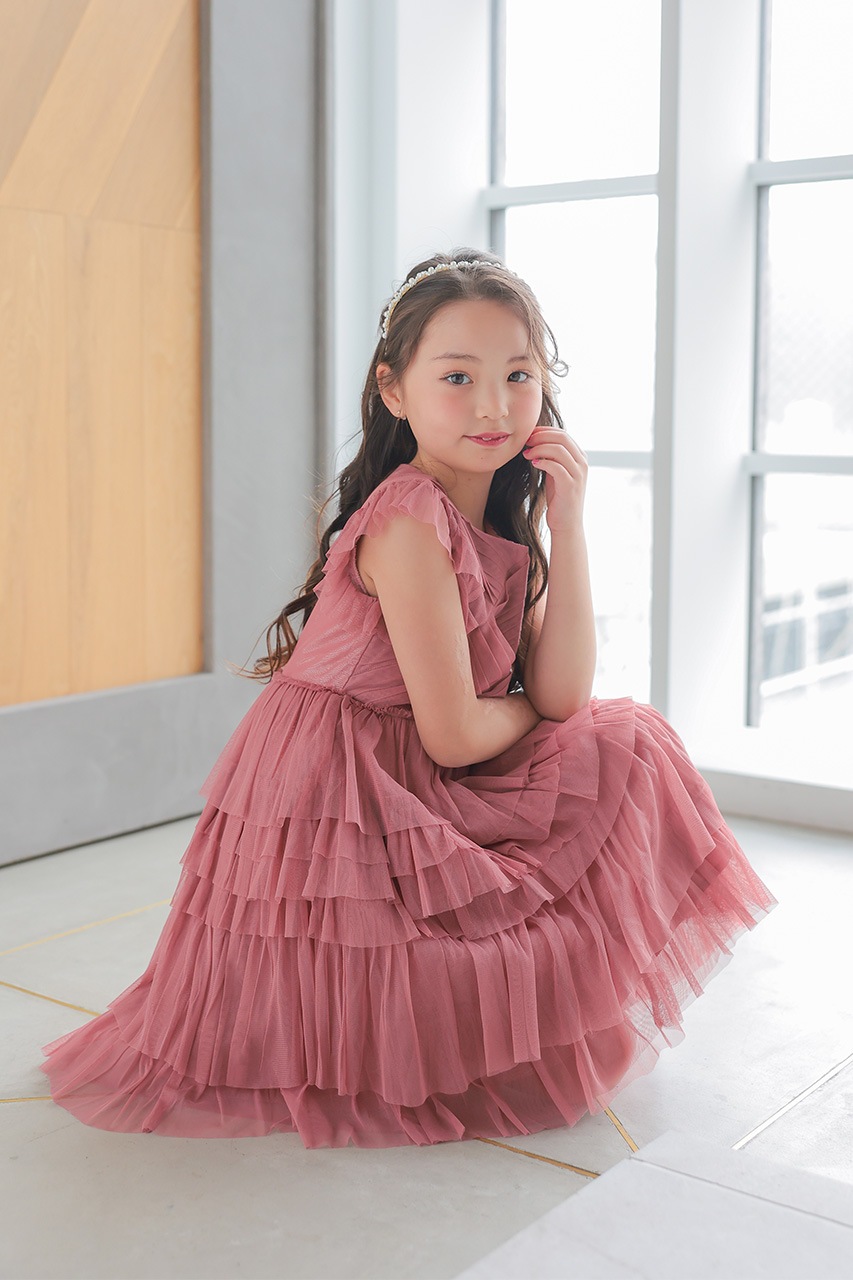 Kids ソフトチュールティアードドレス 8歳｜結婚式のパーティー