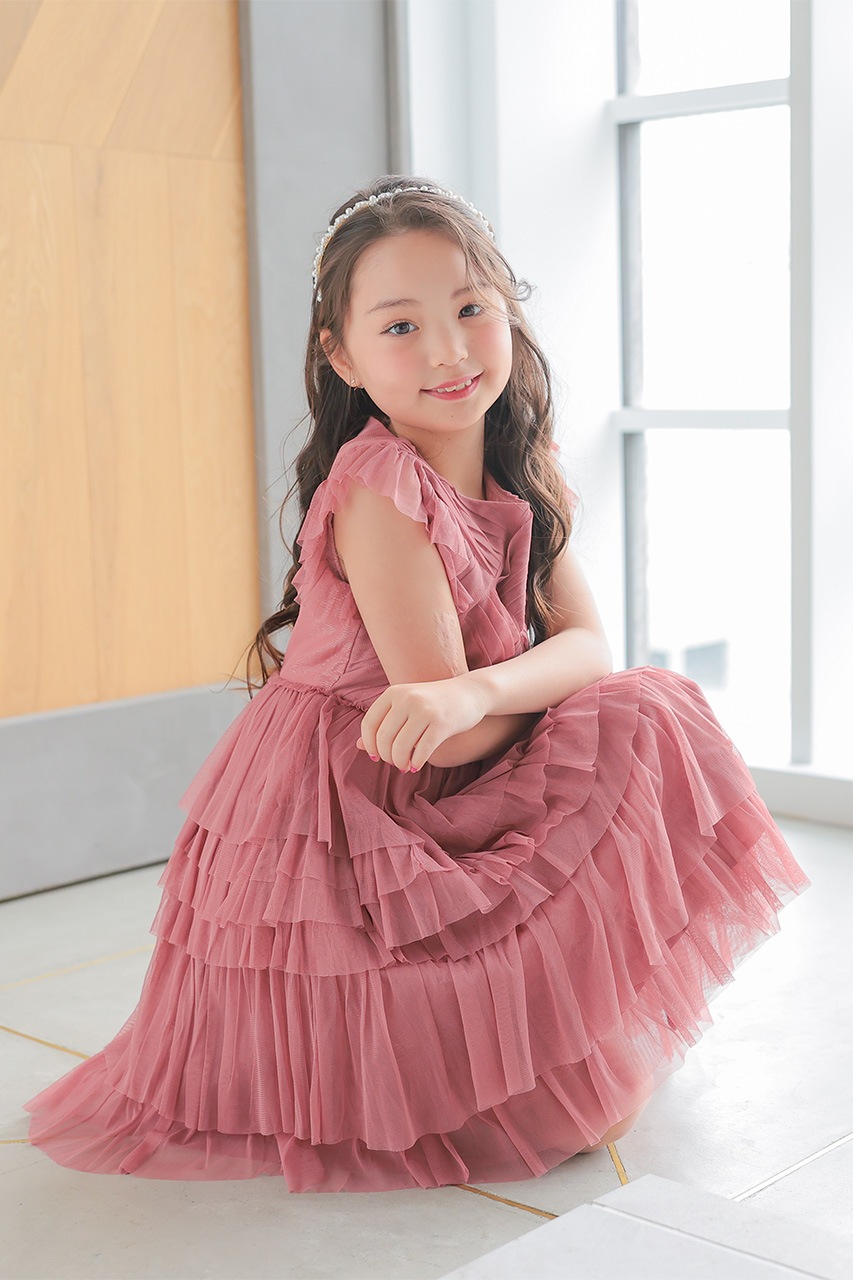 Kids ソフトチュールティアードドレス 8歳｜結婚式のパーティー