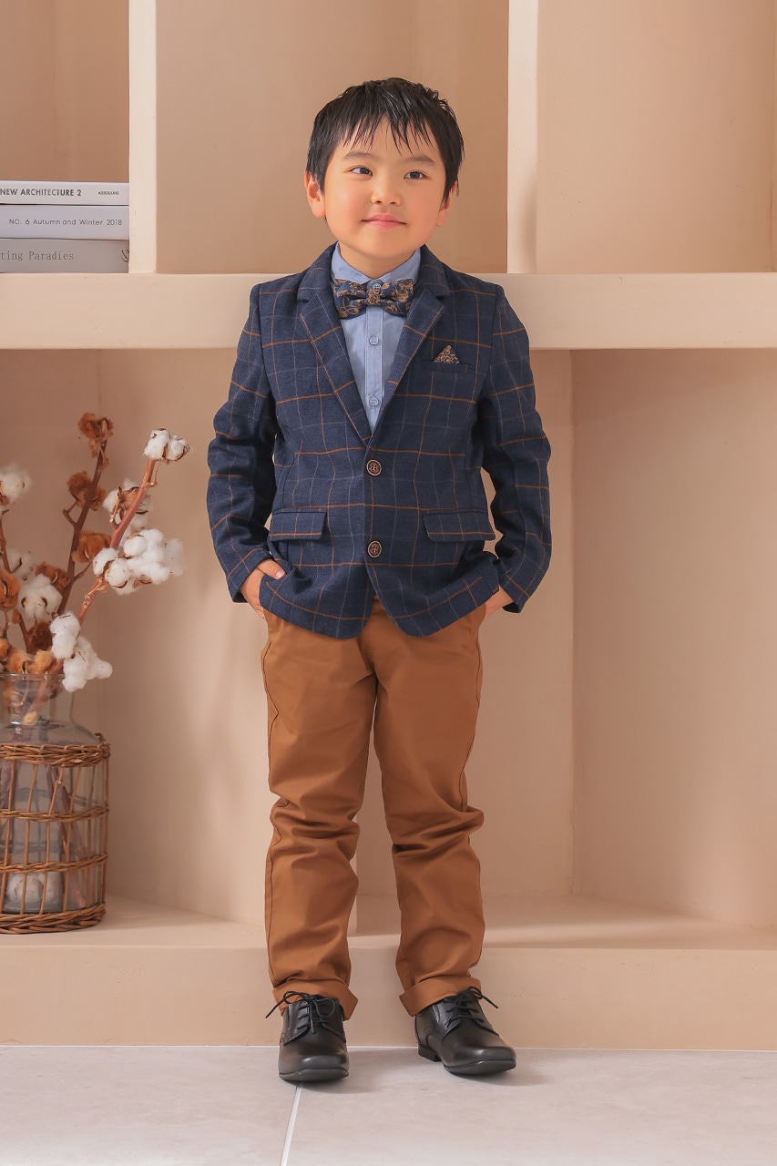 Boys チェックジャケットアンサンブル 130cm(シャツ/ジャケット/パンツ