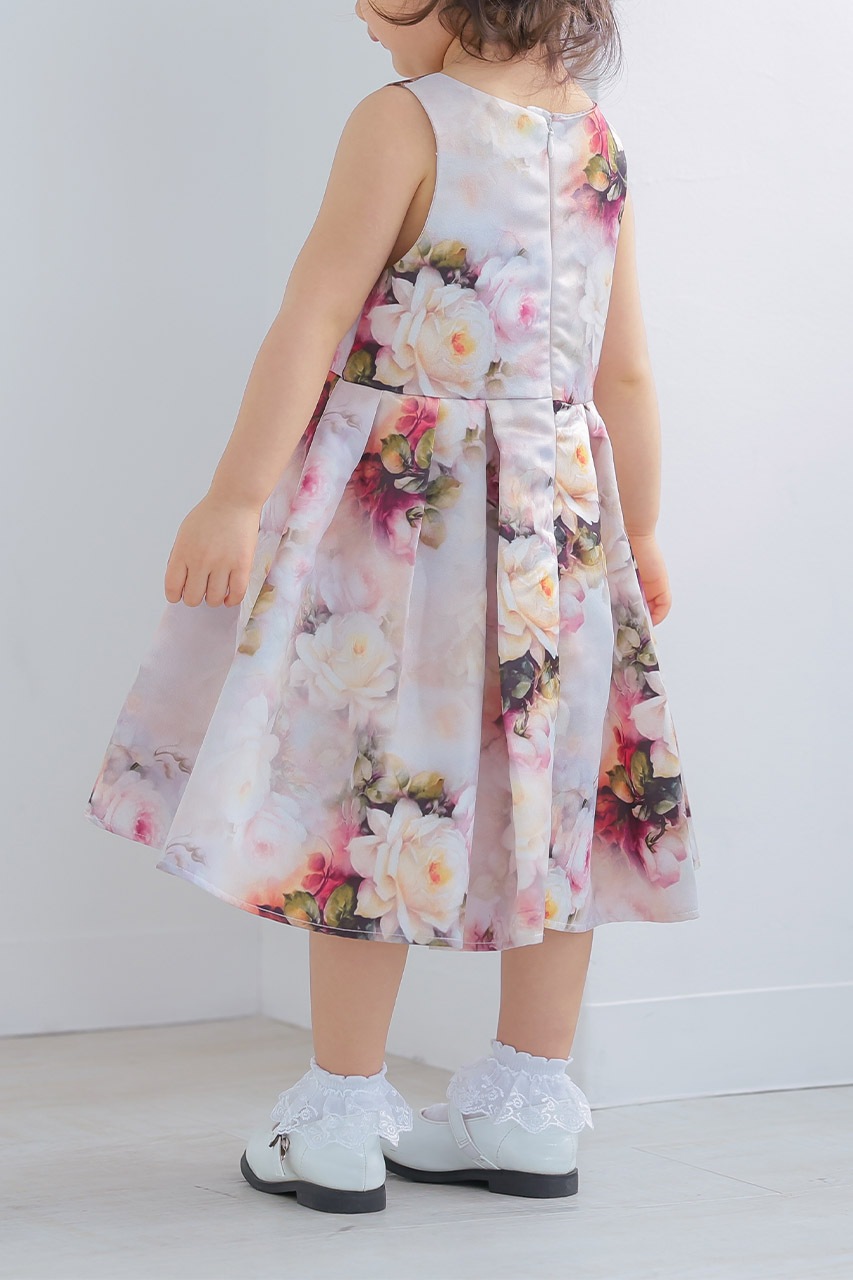 Kids マルチフラワーサテンドレス 3歳｜結婚式のパーティードレスなら 