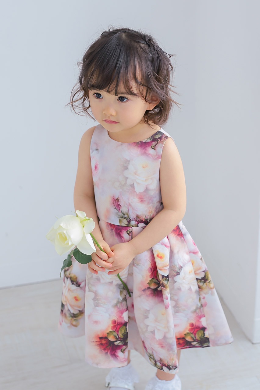 Kids マルチフラワーサテンドレス 3歳｜結婚式のパーティードレスなら 