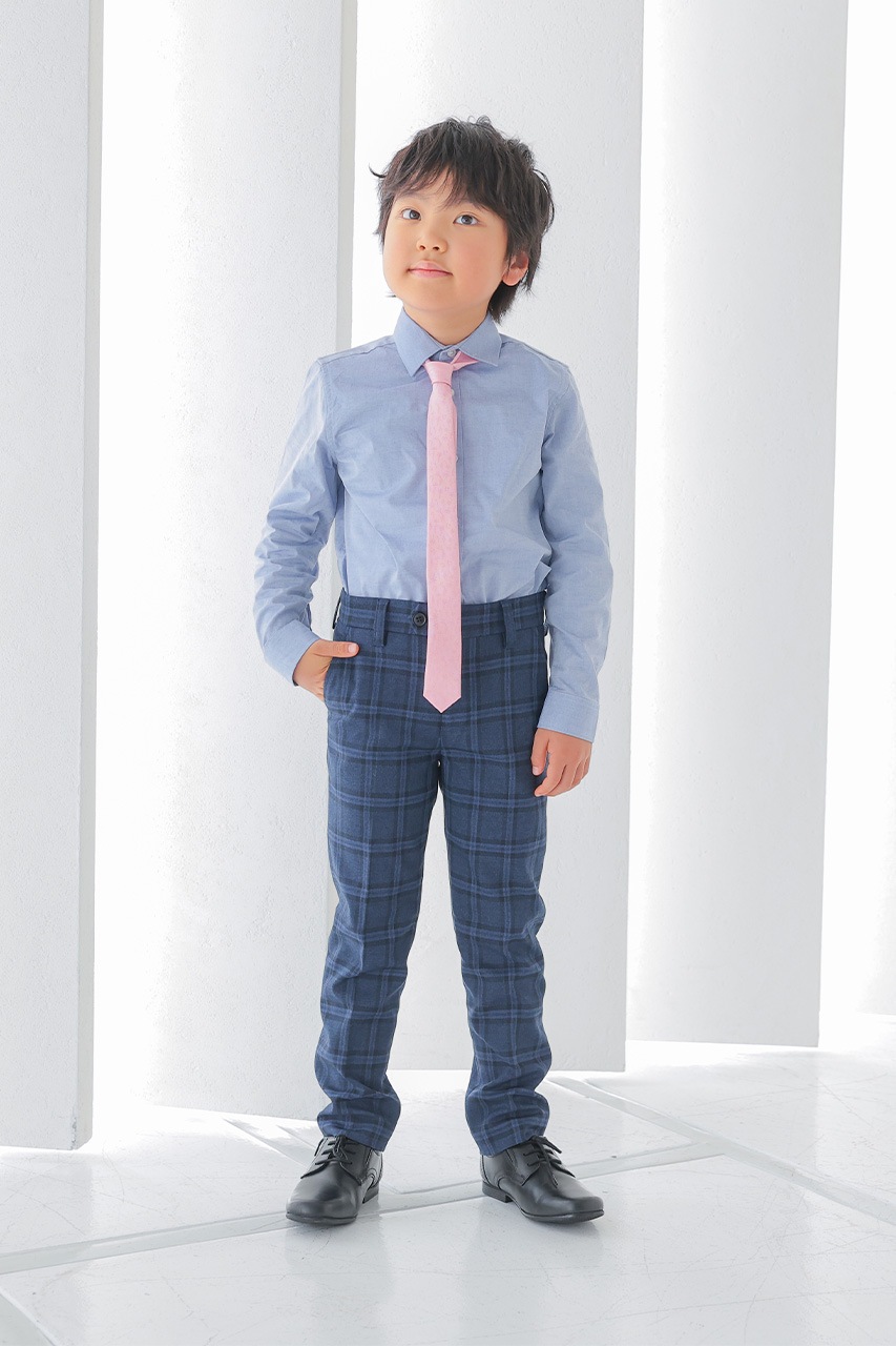 Boys ネイビーチェックベストスーツセット 115-120cm(シャツ/ベスト
