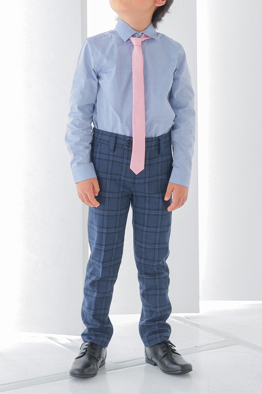 Boys ネイビーチェックベストスーツセット 115-120cm(シャツ/ベスト